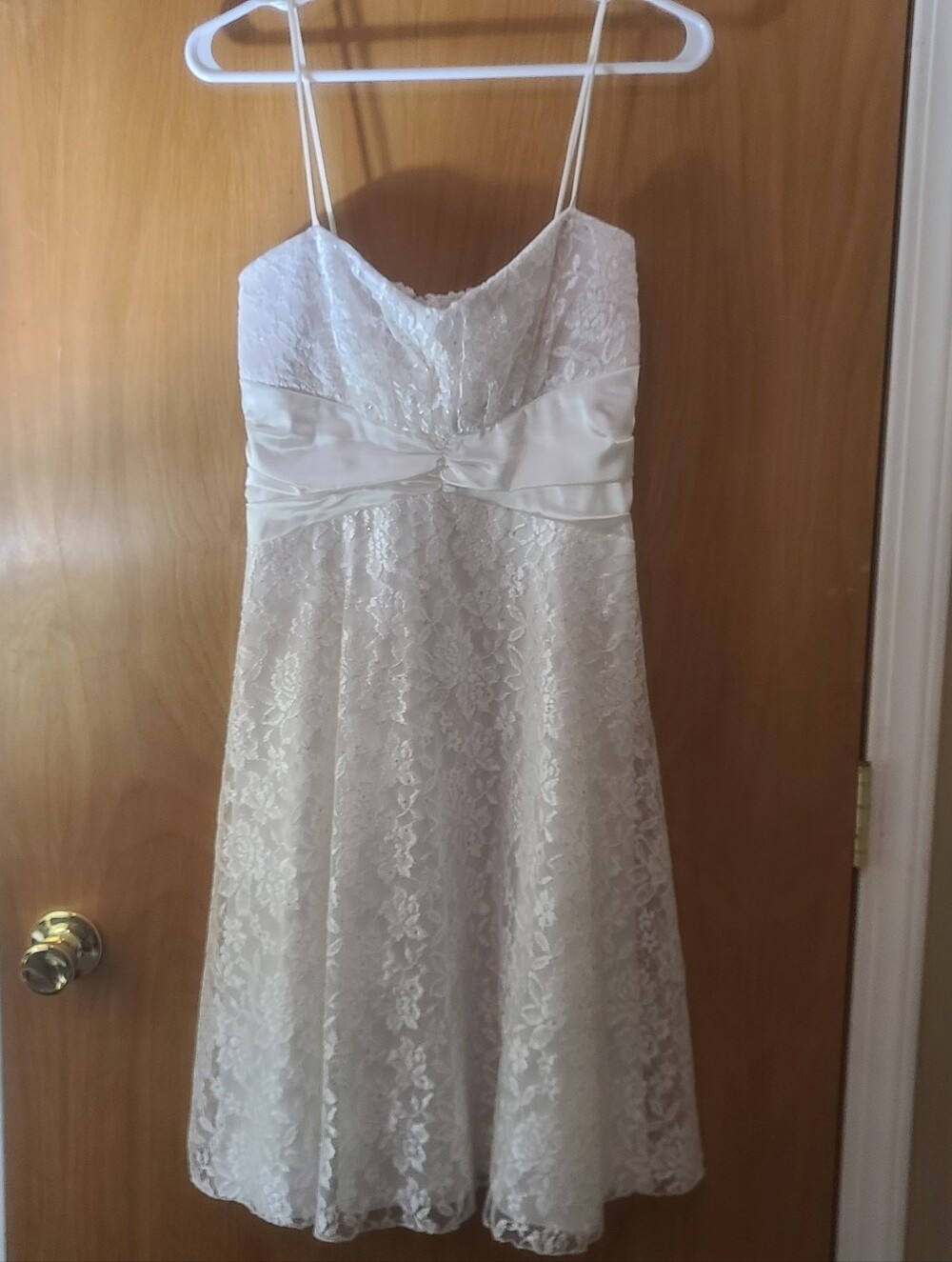 Ynes Women's White Lace Formal Short Dress Size Large